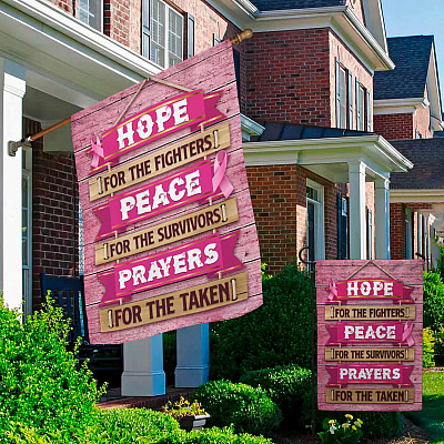 Alternative view of Hope For The Fighter Peace For The Survivors Breast Cancer Awareness Garden Flag - House Flag - Wall Flag