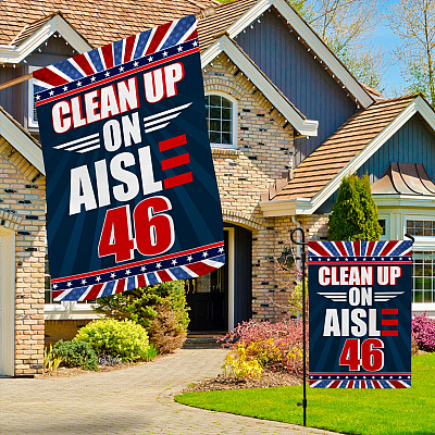 Alternative view of Anti Biden Sucks Fraudy Six 46 Buck Fiden Impeach Biden FU46 Outdoor Flag - Clean Up On Aisle 46 Anti Biden Garden House Wall Flag