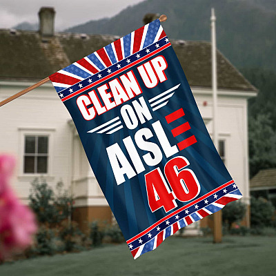 Anti Biden Sucks Fraudy Six 46 Buck Fiden Impeach Biden FU46 Outdoor Flag - Clean Up On Aisle 46 Anti Biden Garden House Wall Flag