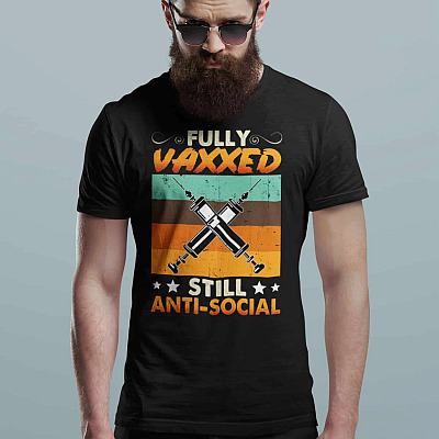 Alternative view of Fully Vaxxed Still Anti-Social T-Shirt - V-Neck Shirt