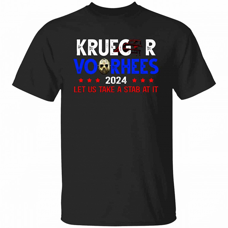 5KT. Voorhees 2024 Let Us Take A Stab Tee, Black, Unisex T-Shirt