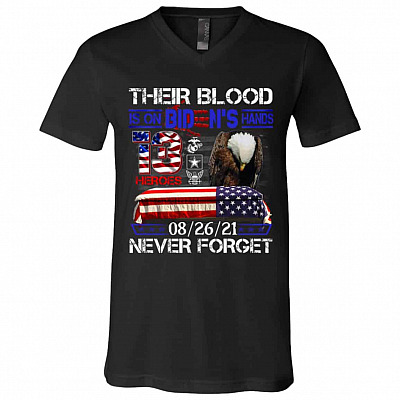 2TM. Their Blood Biden 1, Black, V-Neck T-Shirt