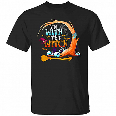 Mens I'm With The Witch T-Shirt, Black, Unisex T-Shirt