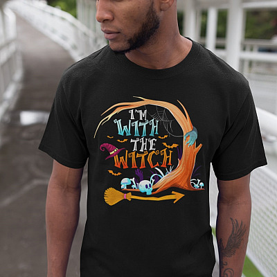 Alternative view of Mens I'm With The Witch T-Shirt - Funny Halloween Shirt for Boyfriend