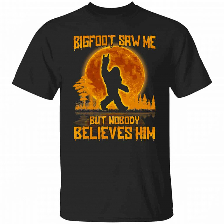 7VT. Bigfoot Saw Me, Black, Unisex T-Shirt