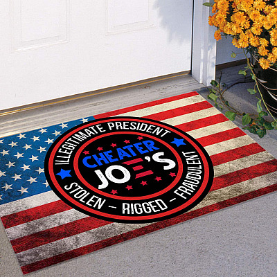 Alternative view of Illegitimate President Cheater Joe's Stolen Rigged Fraudulent Outdoor Indoor Doormat - Anti Biden Door Mat Rug