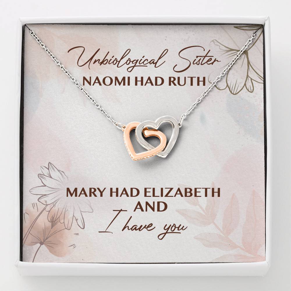 Unbiological Sister Naomi Had Ruth Mary Had Elizabeth And I Have You Interlocking Hearts Pendant Necklace - Interlocking Hearts Necklace Unbiological Sister Naomi Had Ruth Mary Had Elizabeth And I Have You Interlocking Hearts Pendant Necklace - Interlocking Hearts Necklace