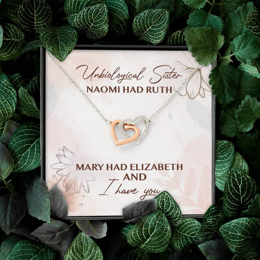 Unbiological Sister Naomi Had Ruth Mary Had Elizabeth And I Have You Interlocking Hearts Pendant Necklace Unbiological Sister Naomi Had Ruth Mary Had Elizabeth And I Have You Interlocking Hearts Pendant Necklace