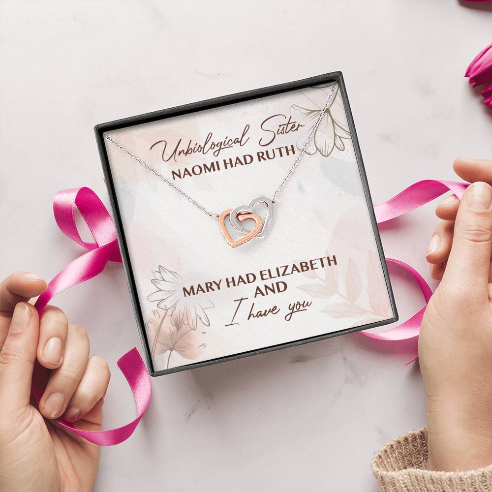 Unbiological Sister Naomi Had Ruth Mary Had Elizabeth And I Have You Interlocking Hearts Pendant Necklace Unbiological Sister Naomi Had Ruth Mary Had Elizabeth And I Have You Interlocking Hearts Pendant Necklace