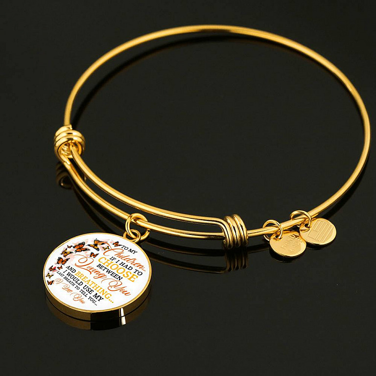 To My Children If I Had to Choose Between Loving You and Breathing Butterfly Circle Pendant Necklace - Bangle