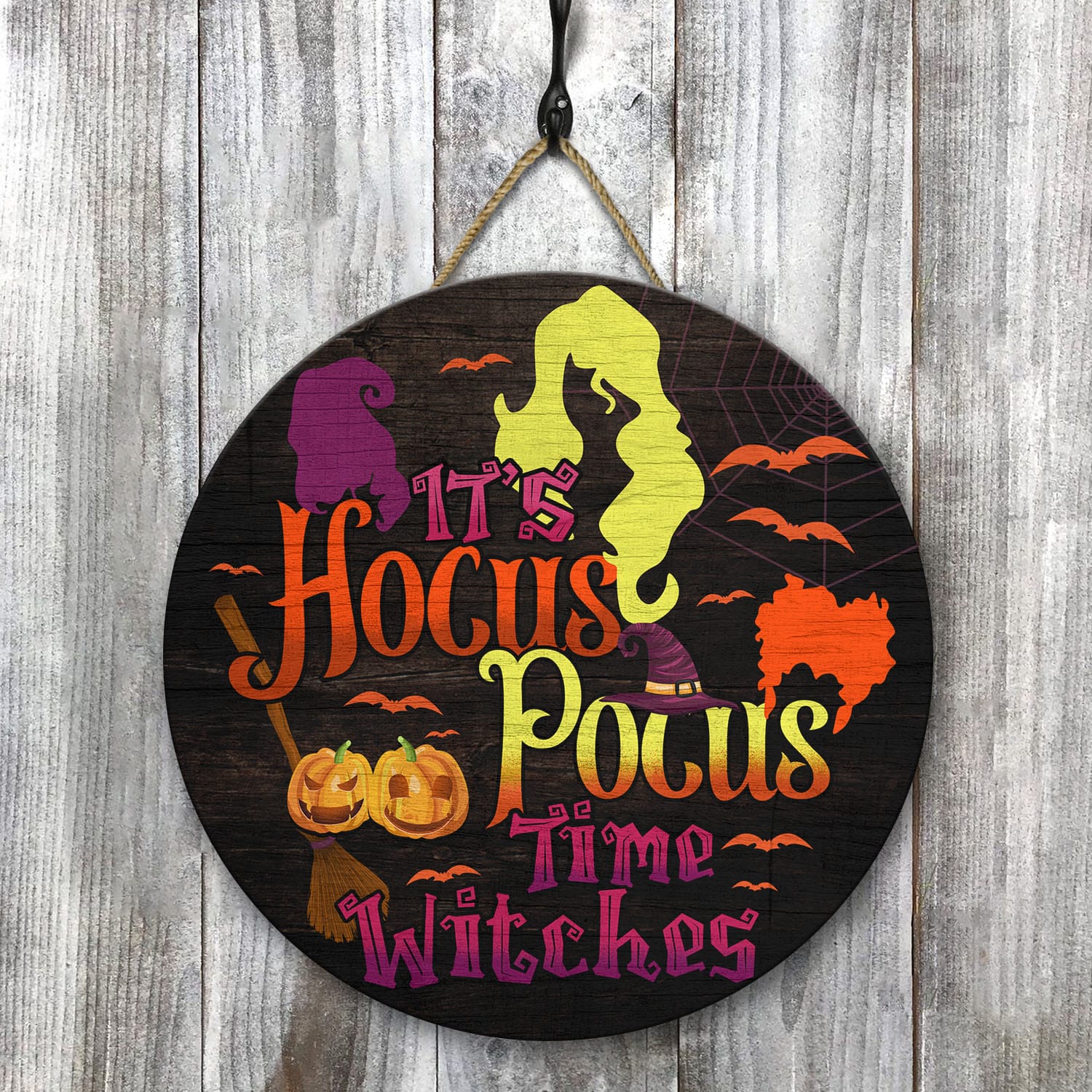 40 HG. Hocus Pocus Time Witches Door Sign Mockup 8