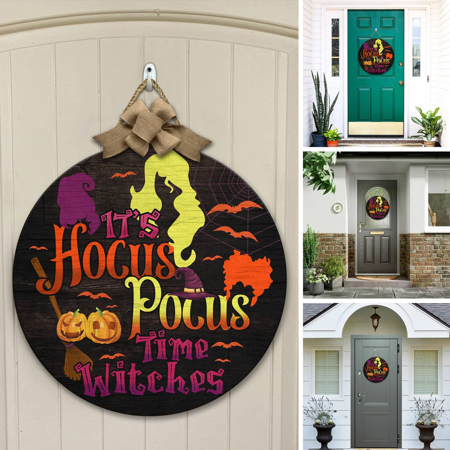40 HG. Hocus Pocus Time Witches Door Sign Mockup 12