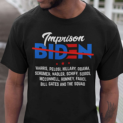 Imprison Biden Harris Pelosi Hillary Obama T-shirt - V-neck - Funny Anti Democrat Shirt - Impeach Biden Shirt