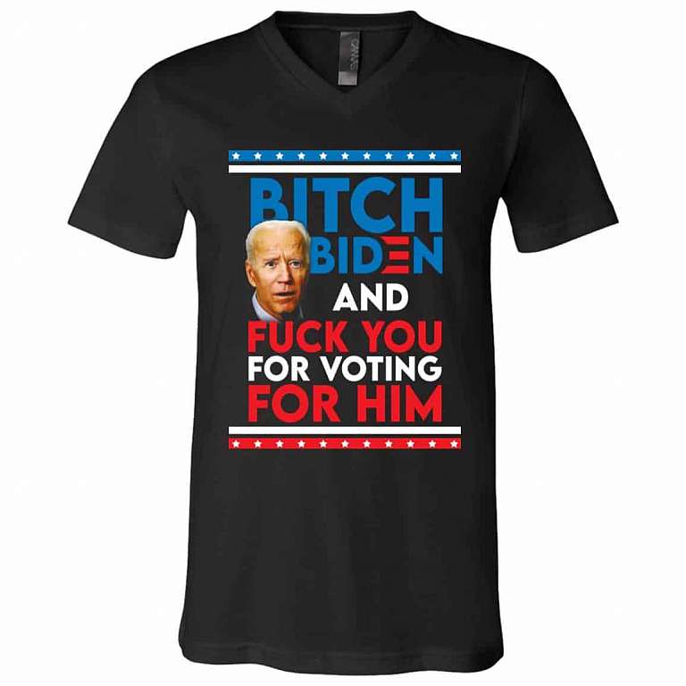 Bitch Biden Tshirt, Black, V-Neck T-Shirt