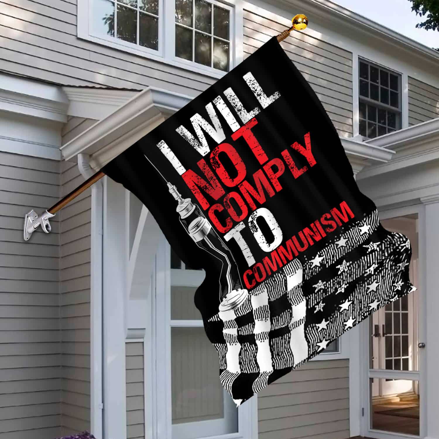 4HV. I Will Not Comply Communism (flag) 30x40 House Flag Mockup 6