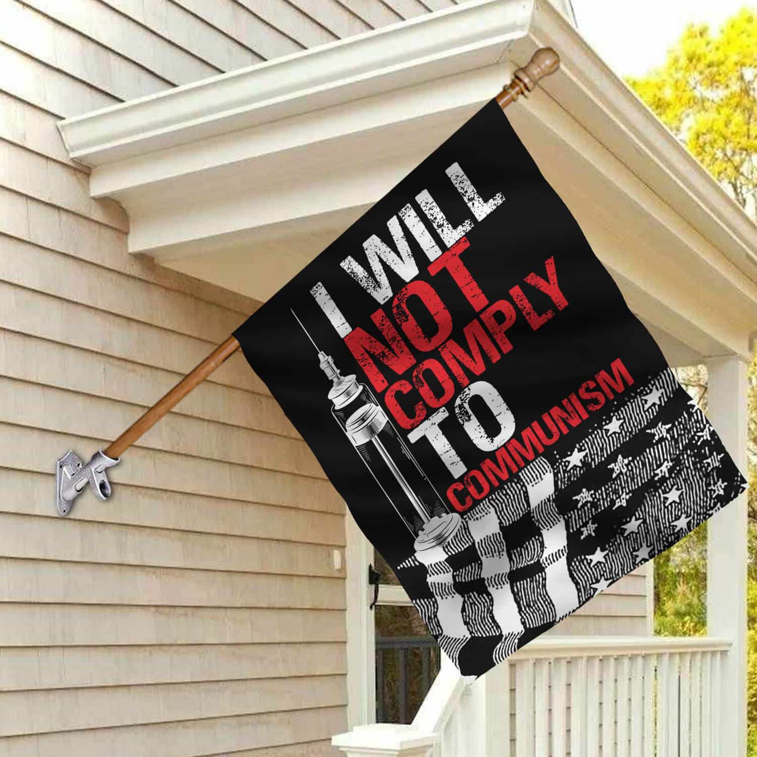 4HV. I Will Not Comply Communism (flag) 30x40 House Flag Mockup 2