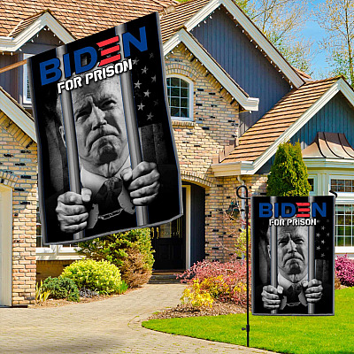 Alternative view of Funny Joe Biden For Prison Flag - Biden Not My President Garden Flag - House Flag