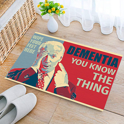 Alternative view of Dementia You Know The Thing Anti Biden Doormat - Outdoor Indoor Doormat