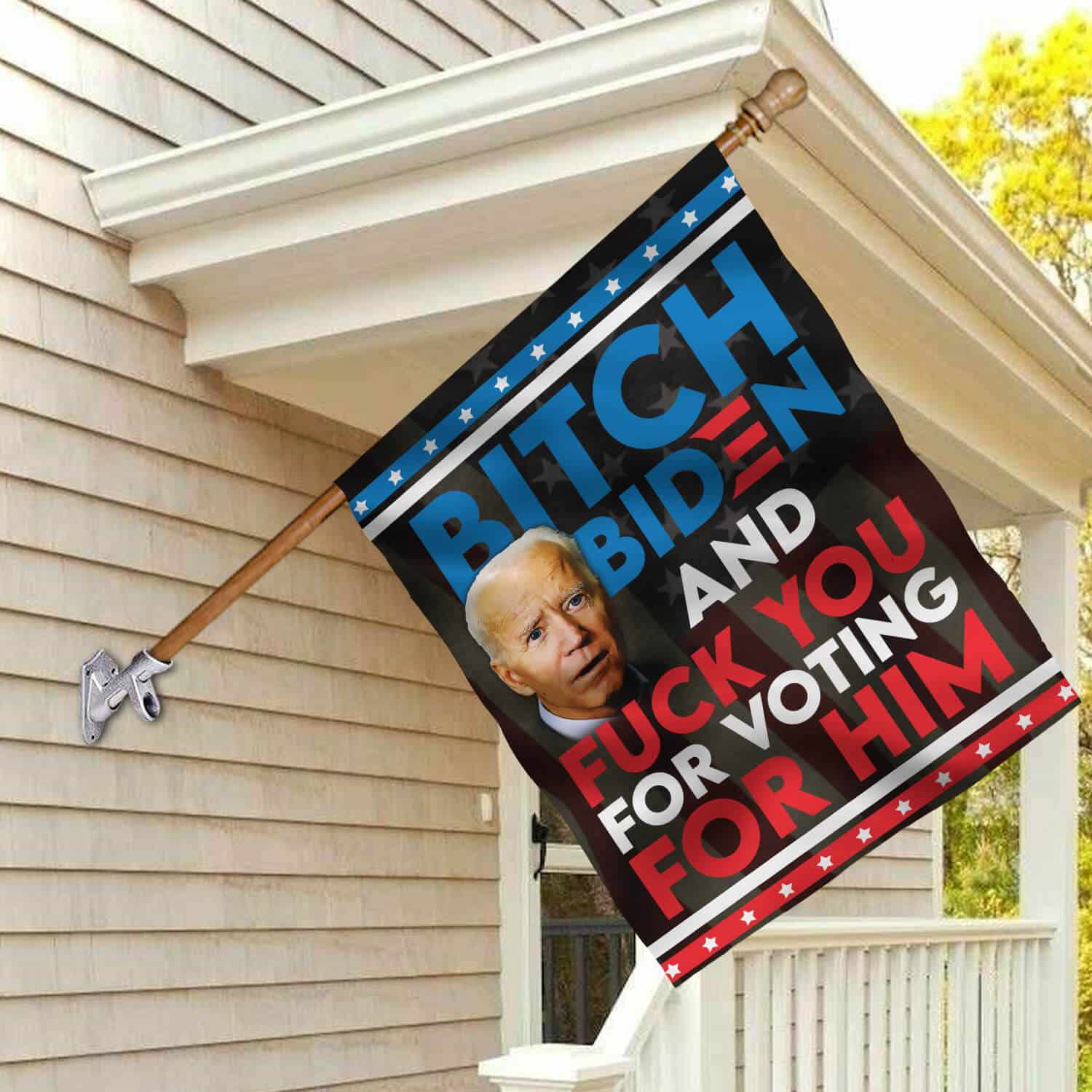 1HV ưu tiên. Bitch Biden 30x40 House Flag Mockup 2