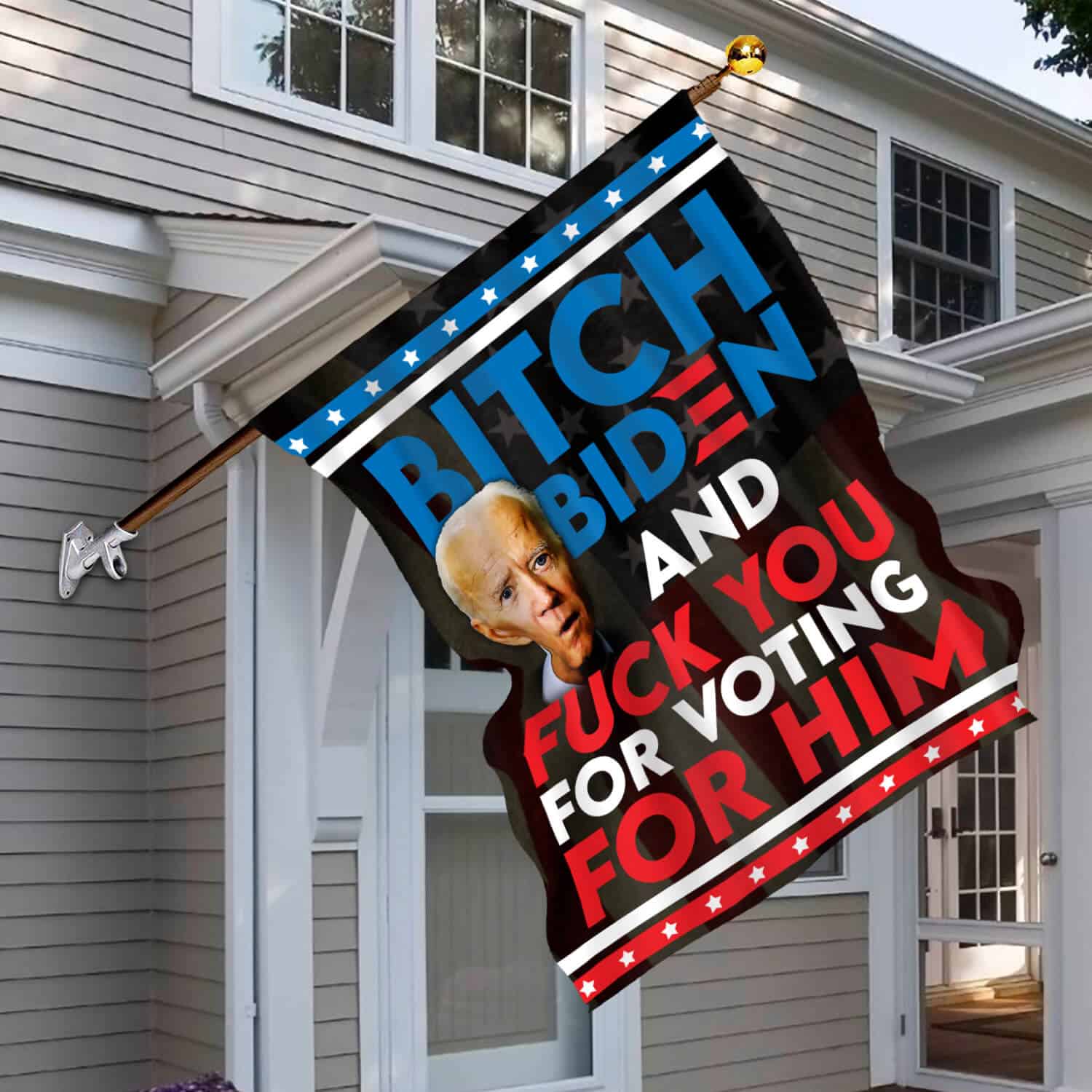 1HV ưu tiên. Bitch Biden 30x40 House Flag Mockup 6