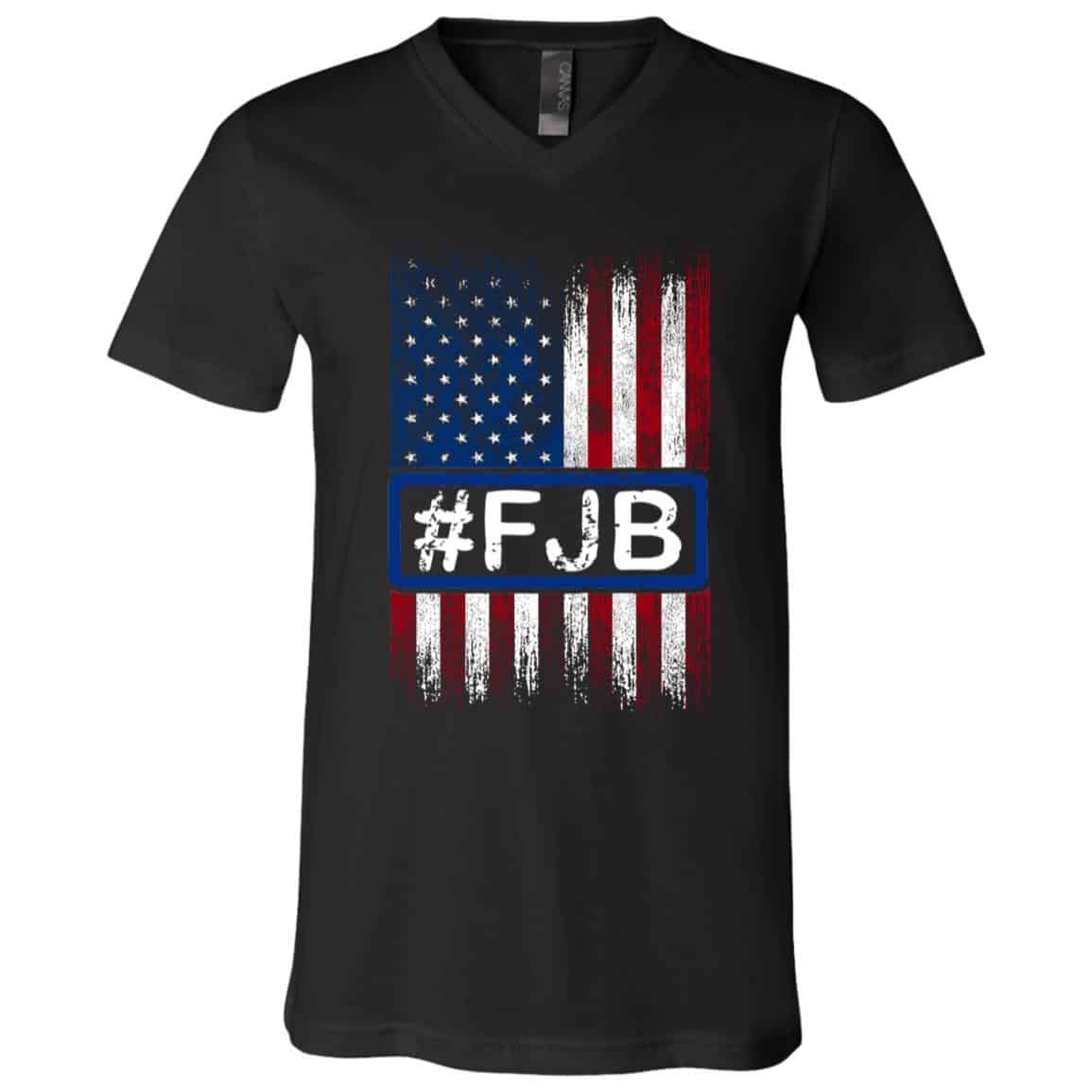 American Flag #FJB Tshirt, Black, V-Neck T-Shirt