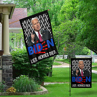 Alternative view of Biden Lied Heroes Died Outdoor Garden Flag - House Flag - Wall Flag