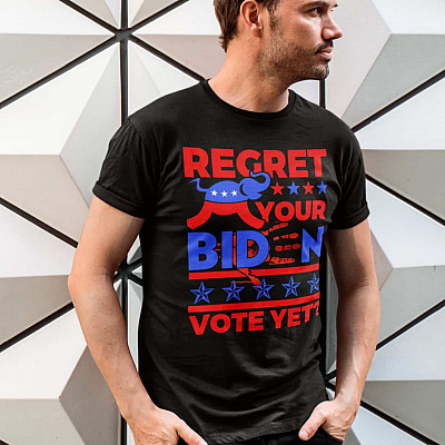 Alternative view of Regret Your Biden Vote Yet Dark T-Shirt - Anti Democrats Biden Supporter V-Neck Tee