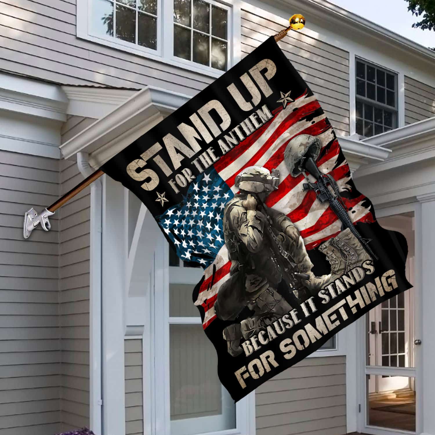 2BN. Stand Up For The Anthem 30x40 House Flag Mockup 6