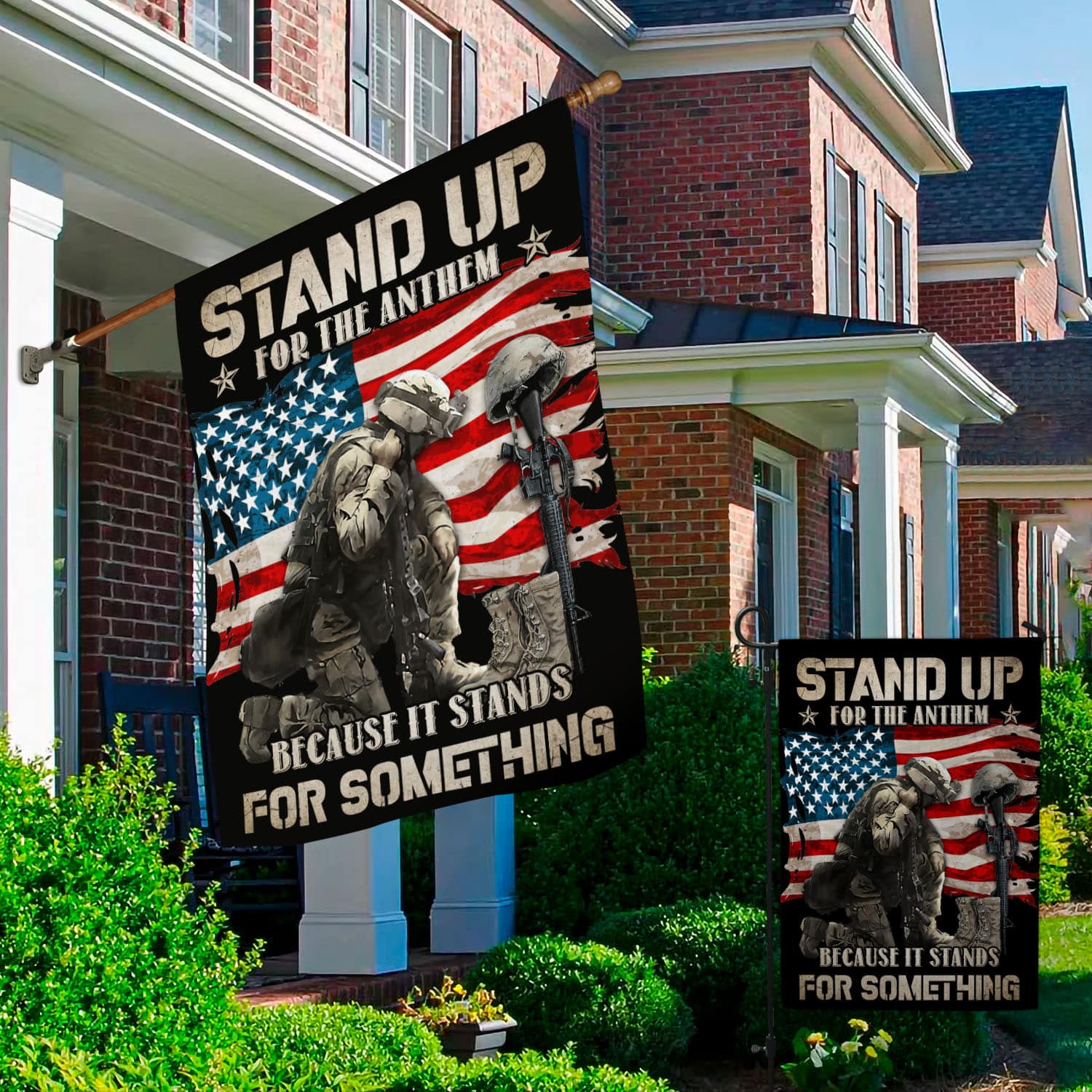 2BN. Stand Up For The Anthem 30x40 Garden & House Mockup 2