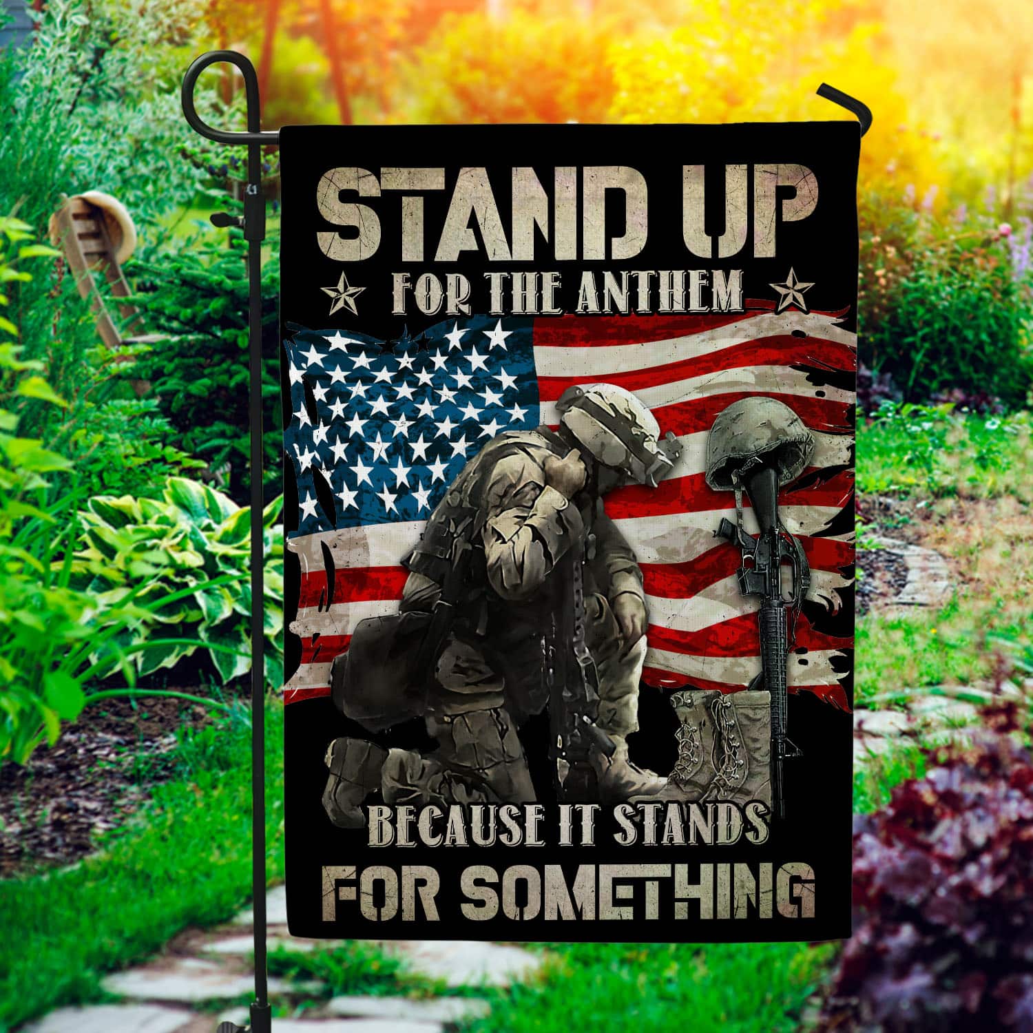 2BN. Stand Up For The Anthem 30x40 Garden Flag Mockup 1