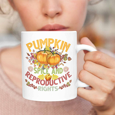 Alternative view of Pumpkin Spice And Reproductive Rights White Ceramic Coffee Mug - Beer Stein - Water Bottle - Color Changing Mug