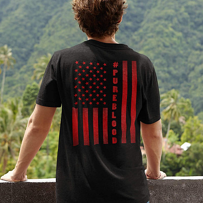 Alternative view of Pureblood Movement 2021 American Flag Print On Back Only T-Shirt - V-Neck Shirt - My Body My Choice Shirt