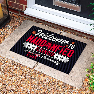 Alternative view of Welcome To Haddonfield Illinois A Friendly Killer Community Doormat - Halloween Michael Myers Welcome Mat