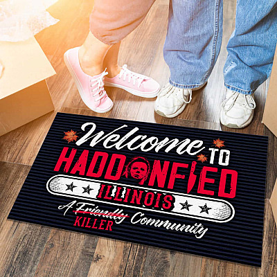 Welcome To Haddonfield Illinois A Friendly Killer Community Doormat - Halloween Michael Myers Welcome Mat