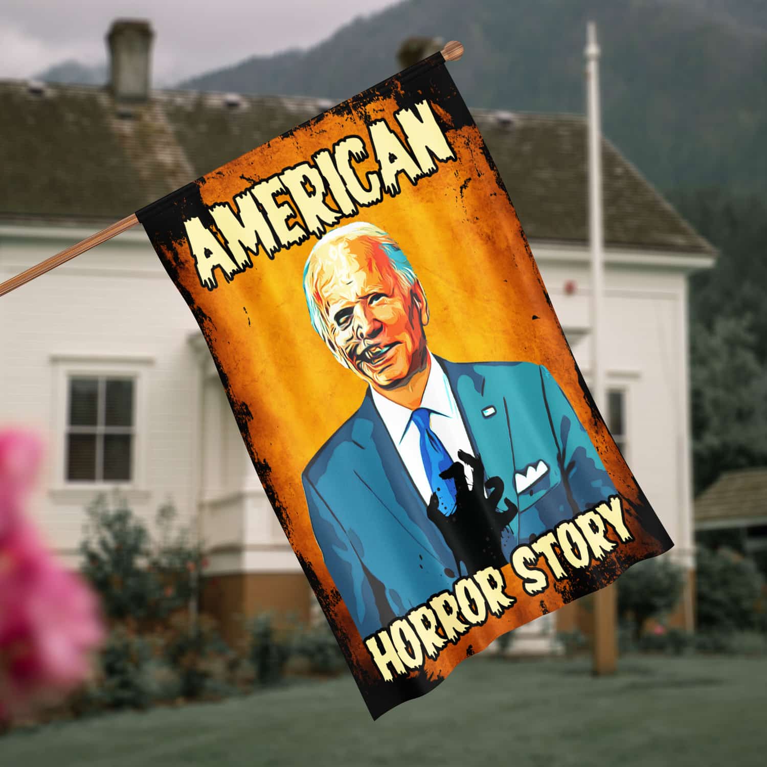 2KT. American Horror Story Biden-30x40 House Flag Mockup 4