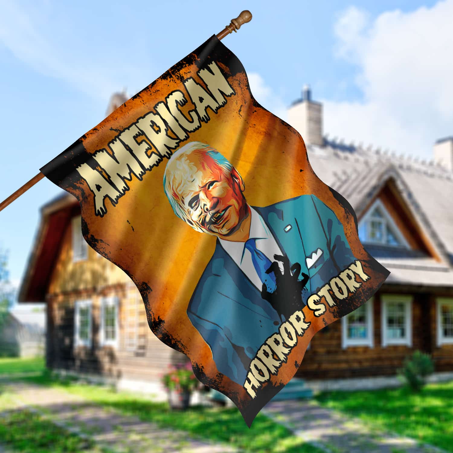 2KT. American Horror Story Biden-30x40 House Flag Mockup 5