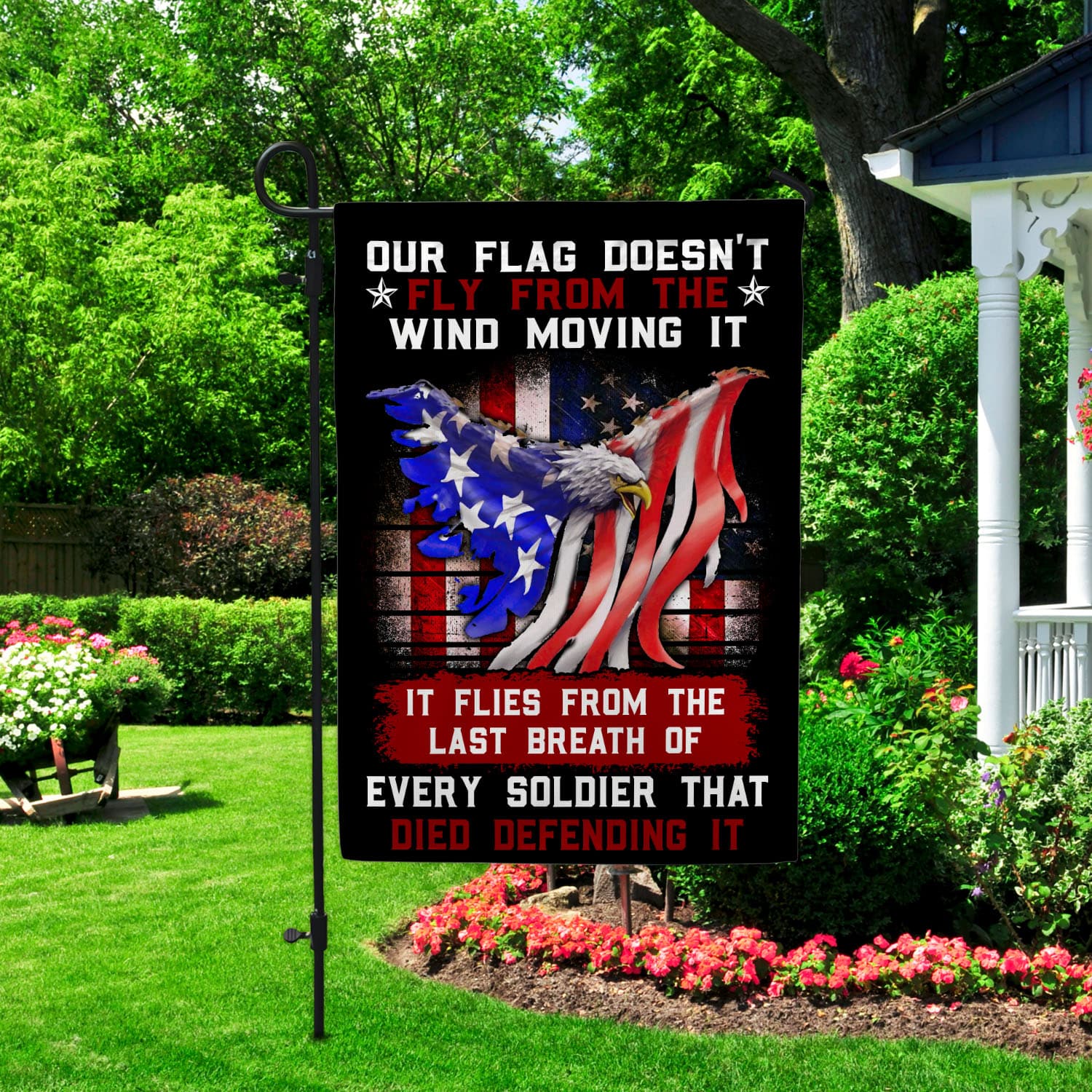 9VT. Our Flag Doesn't Fly Garden Flag Mockup 2