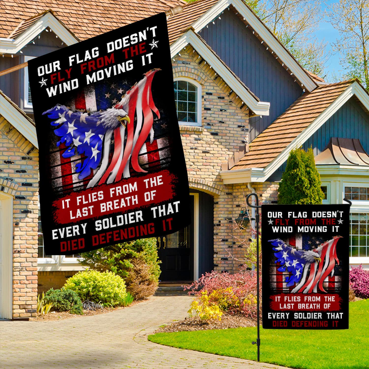 9VT. Our Flag Doesn't Fly Garden & House Mockup 3