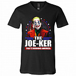 4TM uu tien. Biden The Joeker Tee, Black, V-Neck T-Shirt