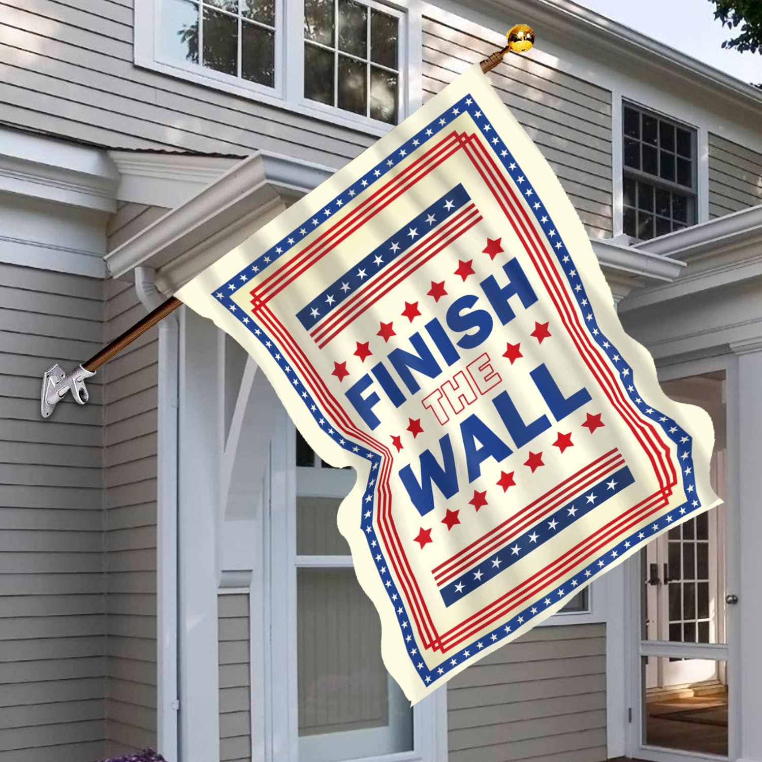 6BN. Finish the Wall 30x40 House Flag Mockup 6