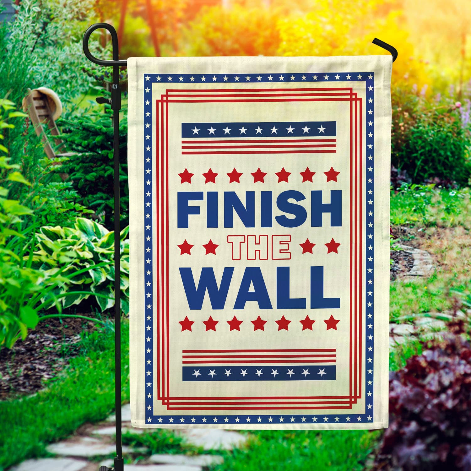 6BN. Finish the Wall 30x40 Garden Flag Mockup 1