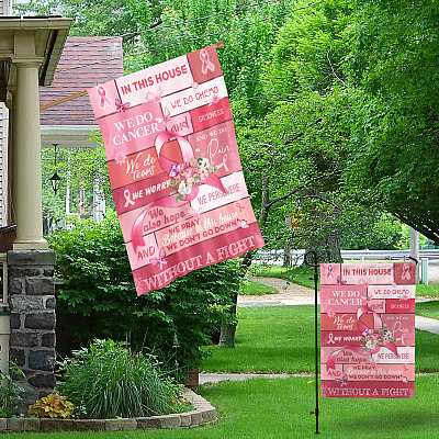 Alternative view of In This House Breast Cancer Awareness Butterfly Outdoor Indoor Decorative Garden Flag - House Flag - Wall Flag