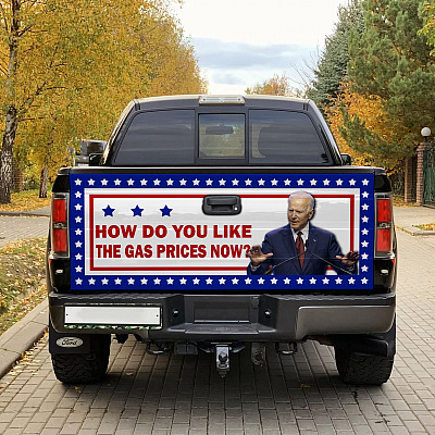Alternative view of Funny Joe Biden How Do You Like The Gas Prices Now Truck Tailgate Decal Sticker Wrap - Vinyl Decal Bumper Sticker