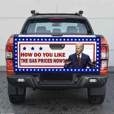 Funny Joe Biden How Do You Like The Gas Prices Now Truck Tailgate Decal Sticker Wrap - Vinyl Decal Bumper Sticker