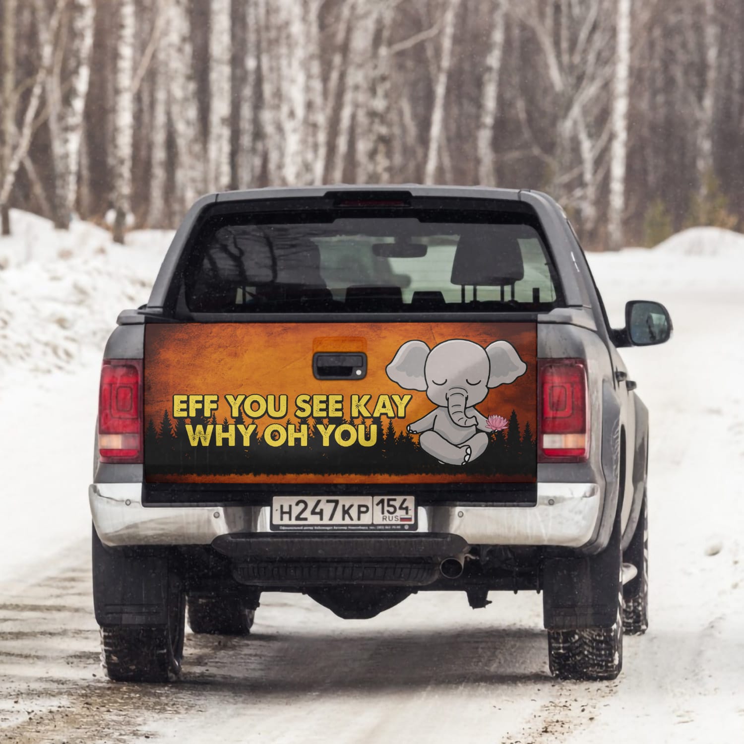 1. Eff You See Kay - Elephantl Tailgate Wrap Mockup 6