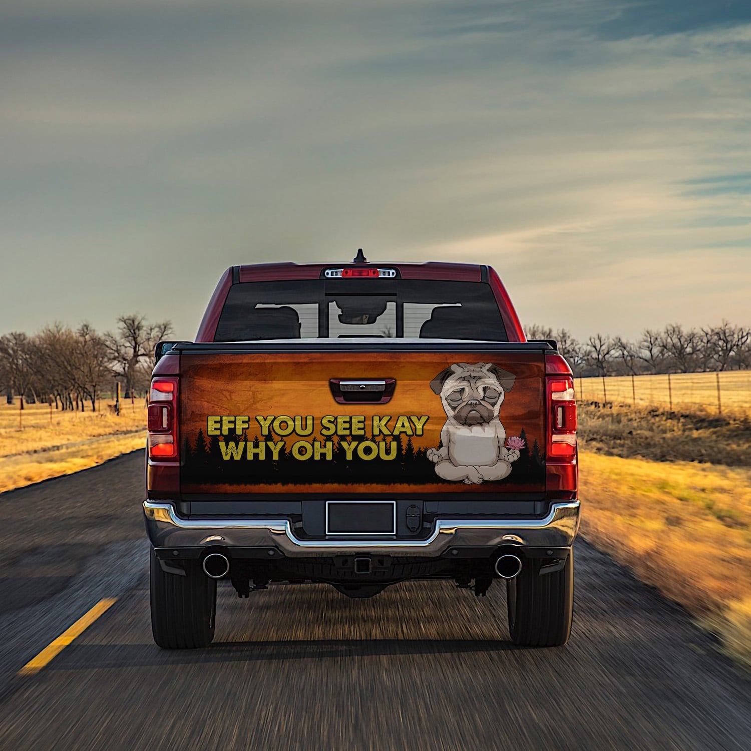 1. Eff You See Kay - Pug Tailgate Wrap Mockup 13