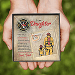 Firefighter To My Daughter I Want You To Believe Deep In Your Heart Interlocking Hearts Pendant Necklace