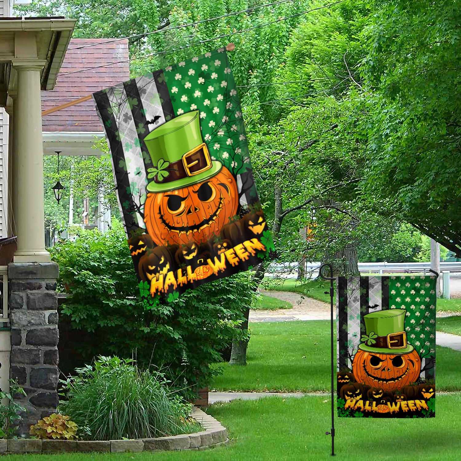 3KT. Irish Halloween American Flag-30x40-Side 1 Garden & House Mockup 1