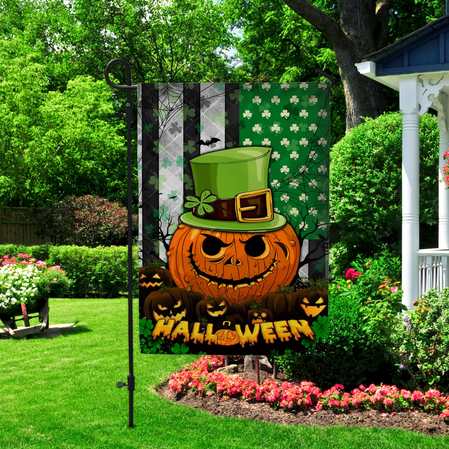3KT. Irish Halloween American Flag-30x40-Side 1 Garden Flag Mockup 2