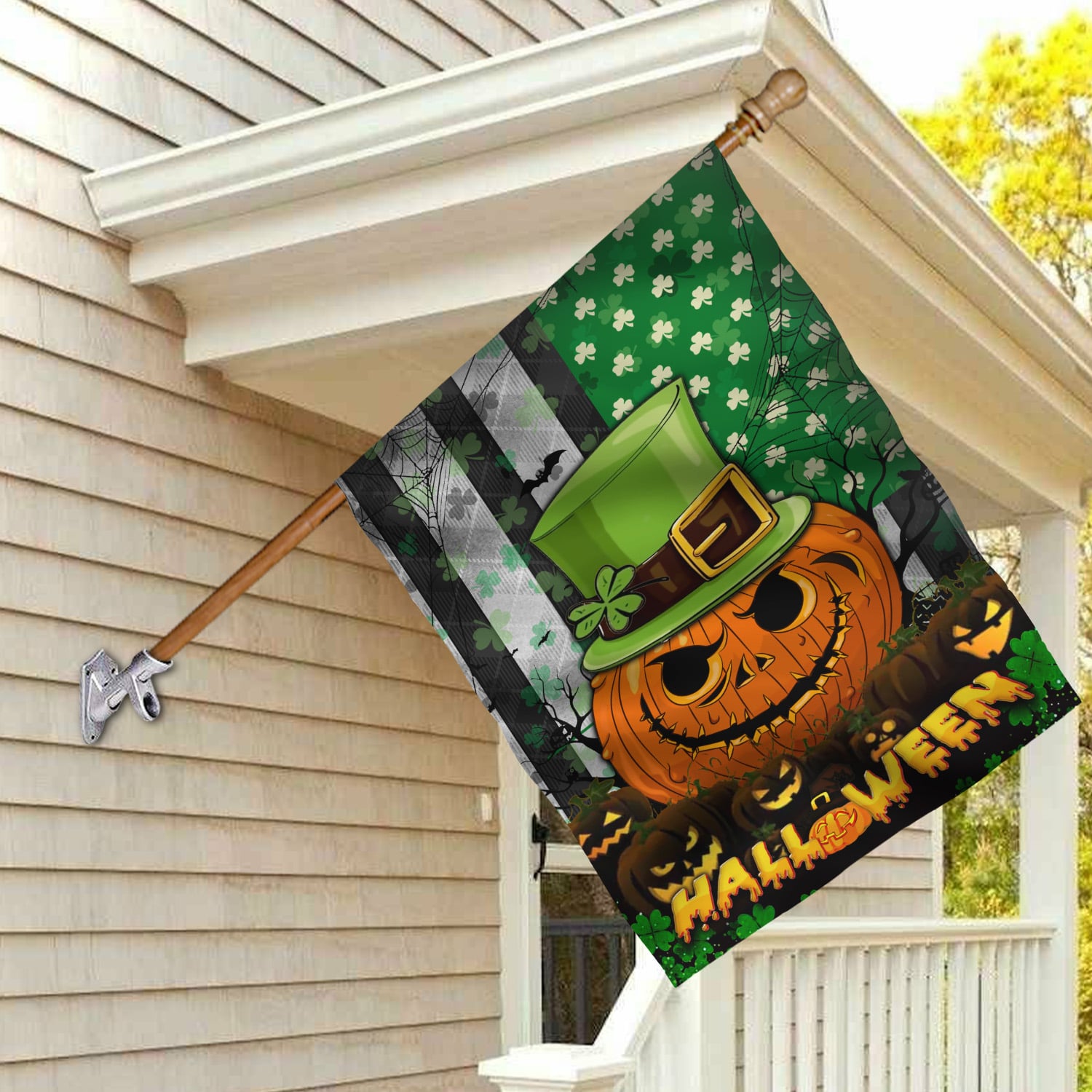 3KT. Irish Halloween American Flag-30x40-Side 1 House Flag Mockup 2